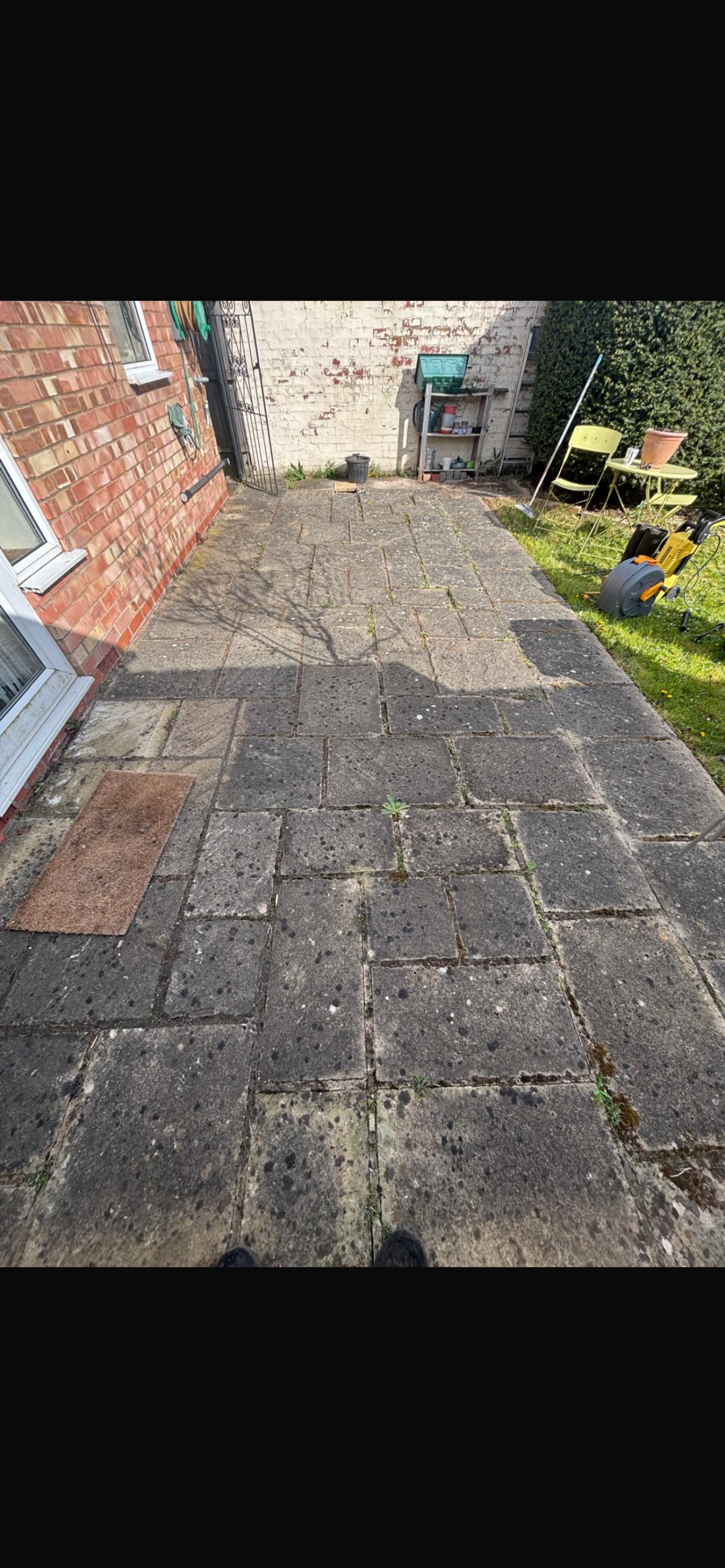 Exterior cleaning after maintenance - clean outdoor surface with restored finish after professional cleaning